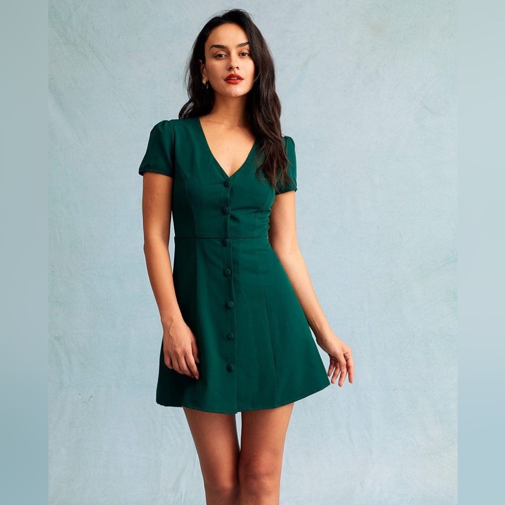 Forest Green Button Up Dress